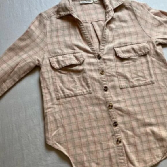 Roller Rabbit peach pink plaid button up long sleeve shirt - Picture 2 of 5